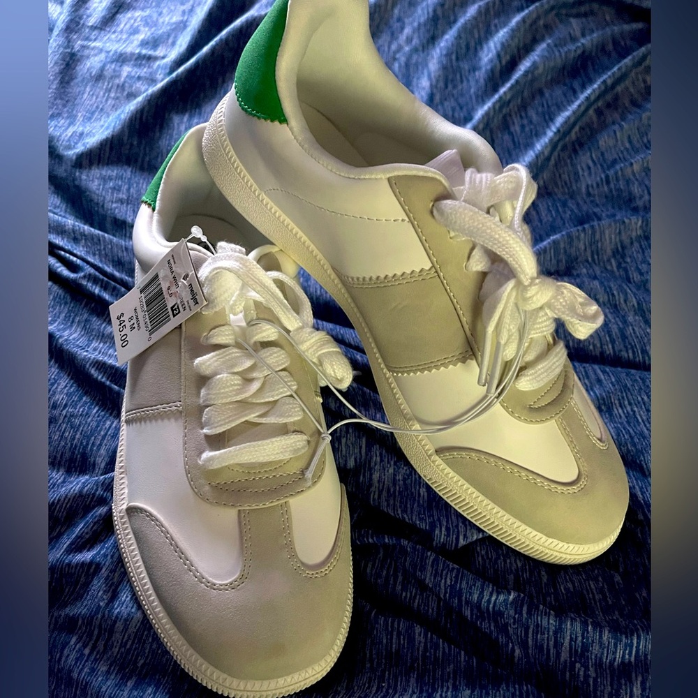 Falls Creek women’s shoes. White, grey and green, with memory foam insoles